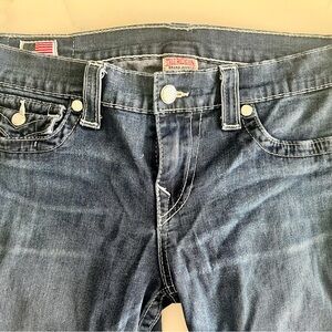 True Religion Distressed Denim Jeans in Faded Blue